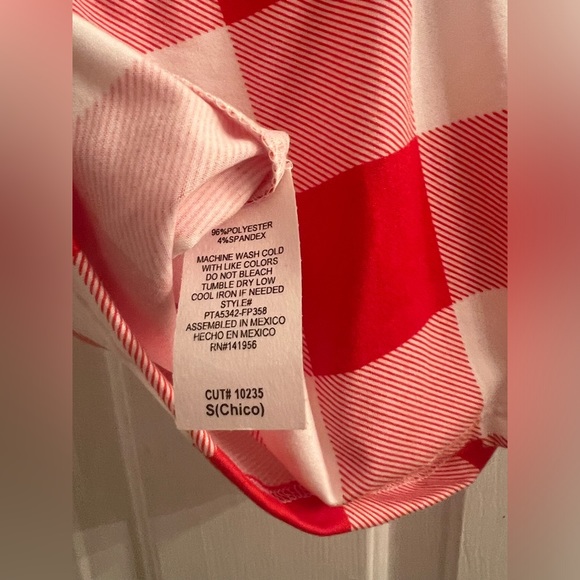 Size small red white checkered plaid cross front back straps cropped crop tank - Picture 3 of 4